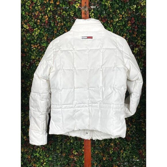 Small Tommy Hilfiger Outerwear Puffer Jacket Coat White + Hood Womens Small 2004 - Picture 9 of 12